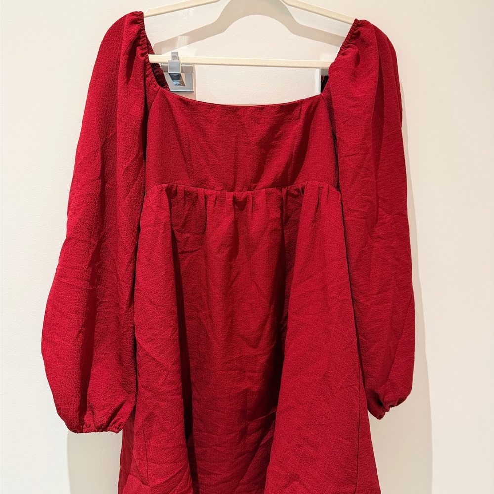 Red Square Neck Dress - image 2